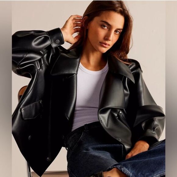 Nwt free people we the free Alexis vegan leather black jacket - Picture 1 of 9